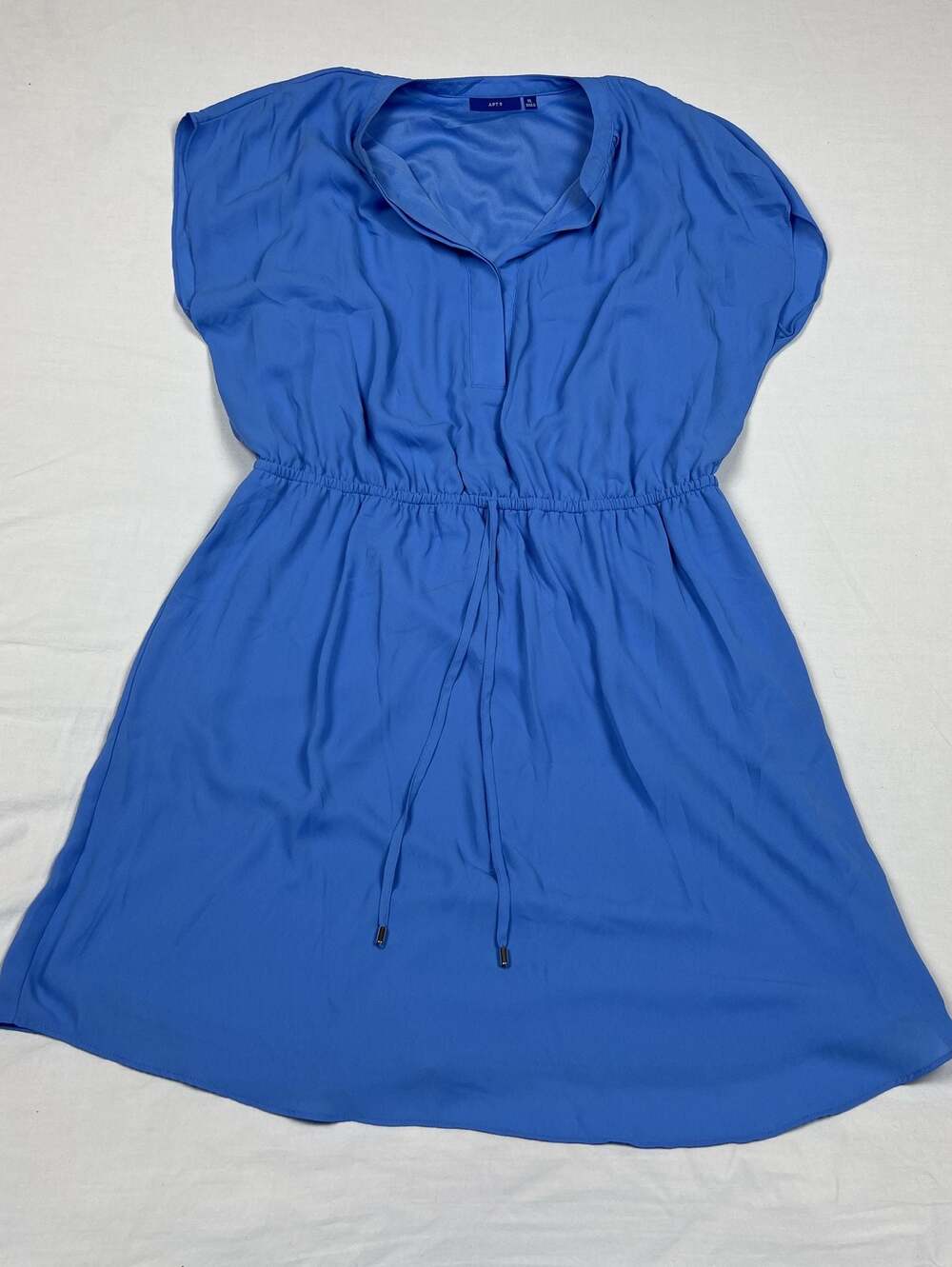 Apt. 9 Blue Short Sleeve V-Neck Drawstring Waist Casual Dress Size XL